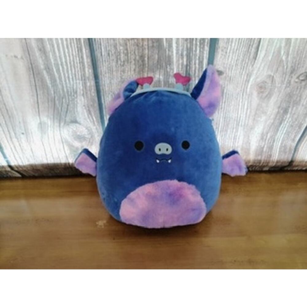 Squishmallows Milan Fruit Bat Plush Navy Blue & Purple‎ Heart Antennae 16"